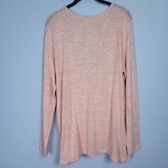 Soft Surroundings Womens Size Large Wrap Front Sweater Pink Orange Long Sleeves - Picture 2 of 7